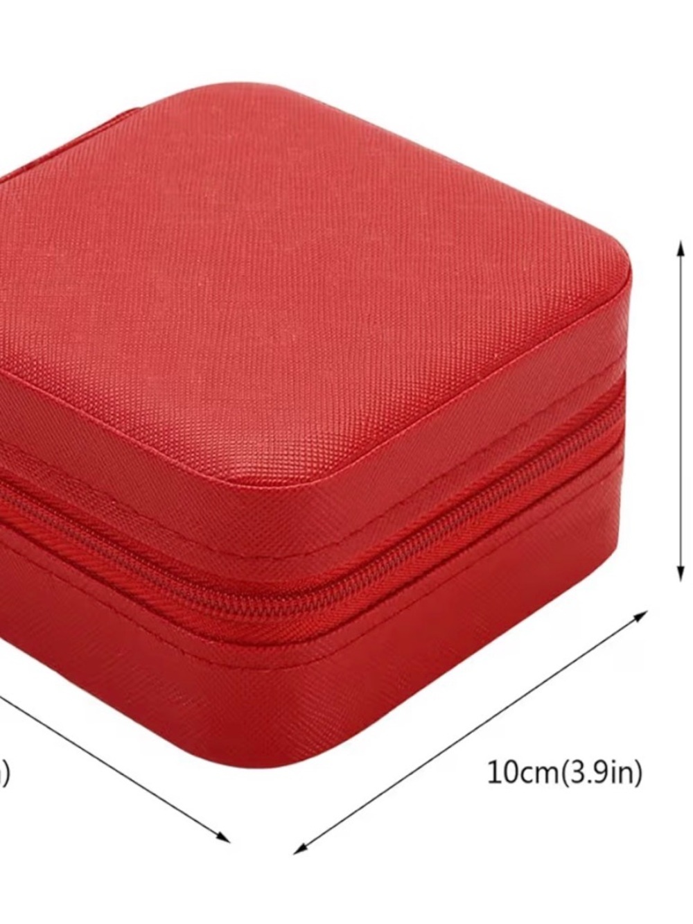 Red Square Zip Jewelry Case - Picture 2 of 3
